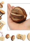 Cute Natural Wooden Rabbits Toys Pine Dumbells Unicycle Bell Roller