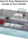 Hamster cage includes water bottle, exercise wheel food tray and