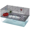 Hamster cage includes water bottle, exercise wheel food tray and