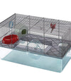 Hamster cage includes water bottle, exercise wheel food tray and