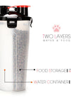 2 in 1 Pet Water Bottle Food Container With Folding Silicone