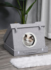 PawHut Wooden Cat House Foldable Kitten Cave 2 In 1 Design Condo Pet